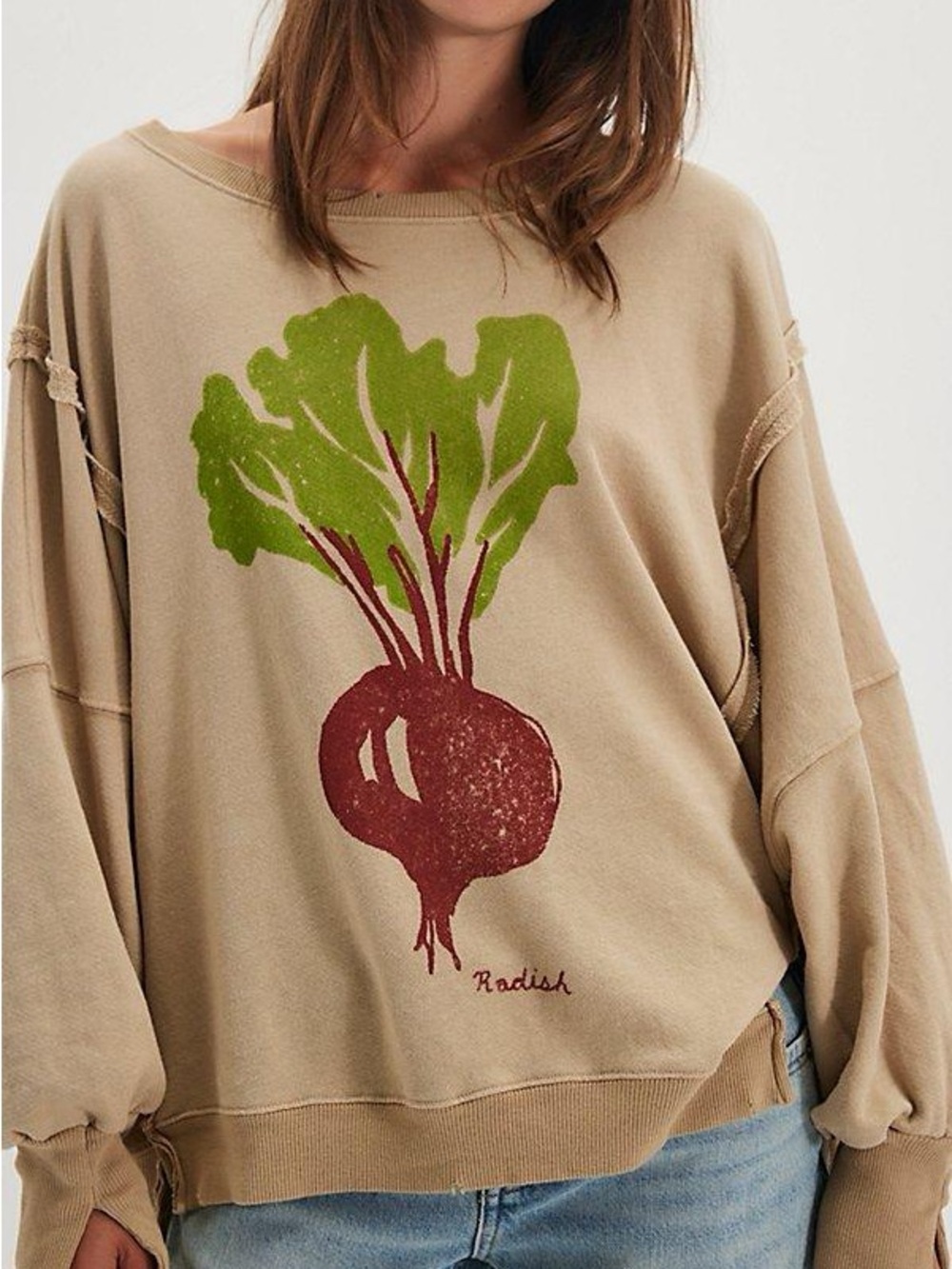 Free People Camden Radish Graphic Crewneck Sweatshirt msrp$98